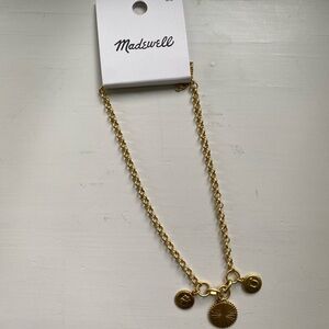 NWT Madewell Good Luck Charm Necklace in Matte Gold with 3 Charms 15-18 Inch